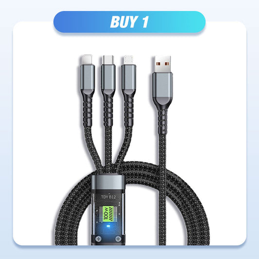 🔥2026 Hot Sale🔥Transparent Luminous 3-in-1 Super Fast Charging Cable